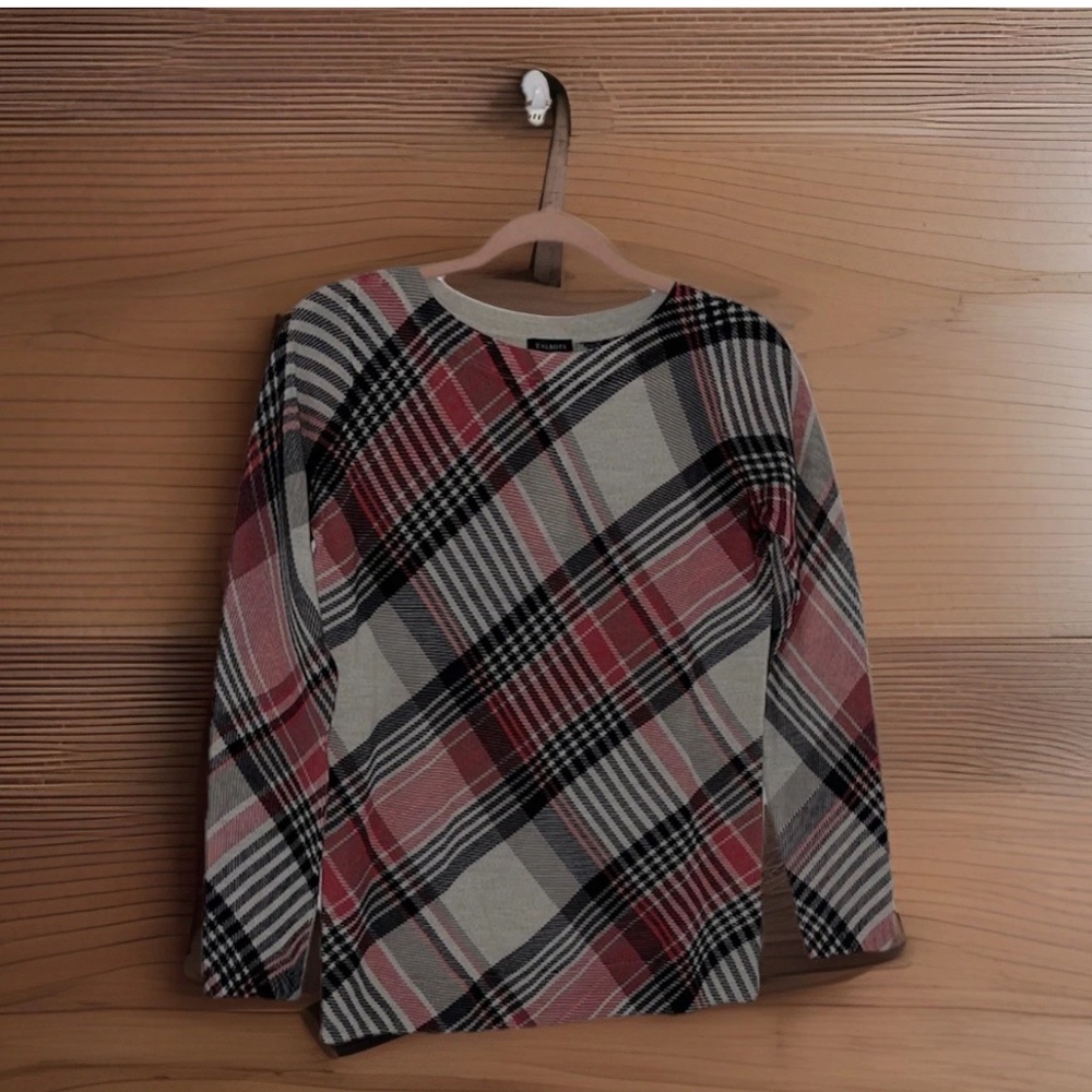 Talbots Women’s 100% Merino Wool Red Black Light Sweater XS Old Money Preppy NWT
